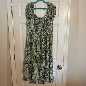 NWT Mile Gabrielle 3X Plus Size Summer Palm Print Short Sleeve Maxi Dress